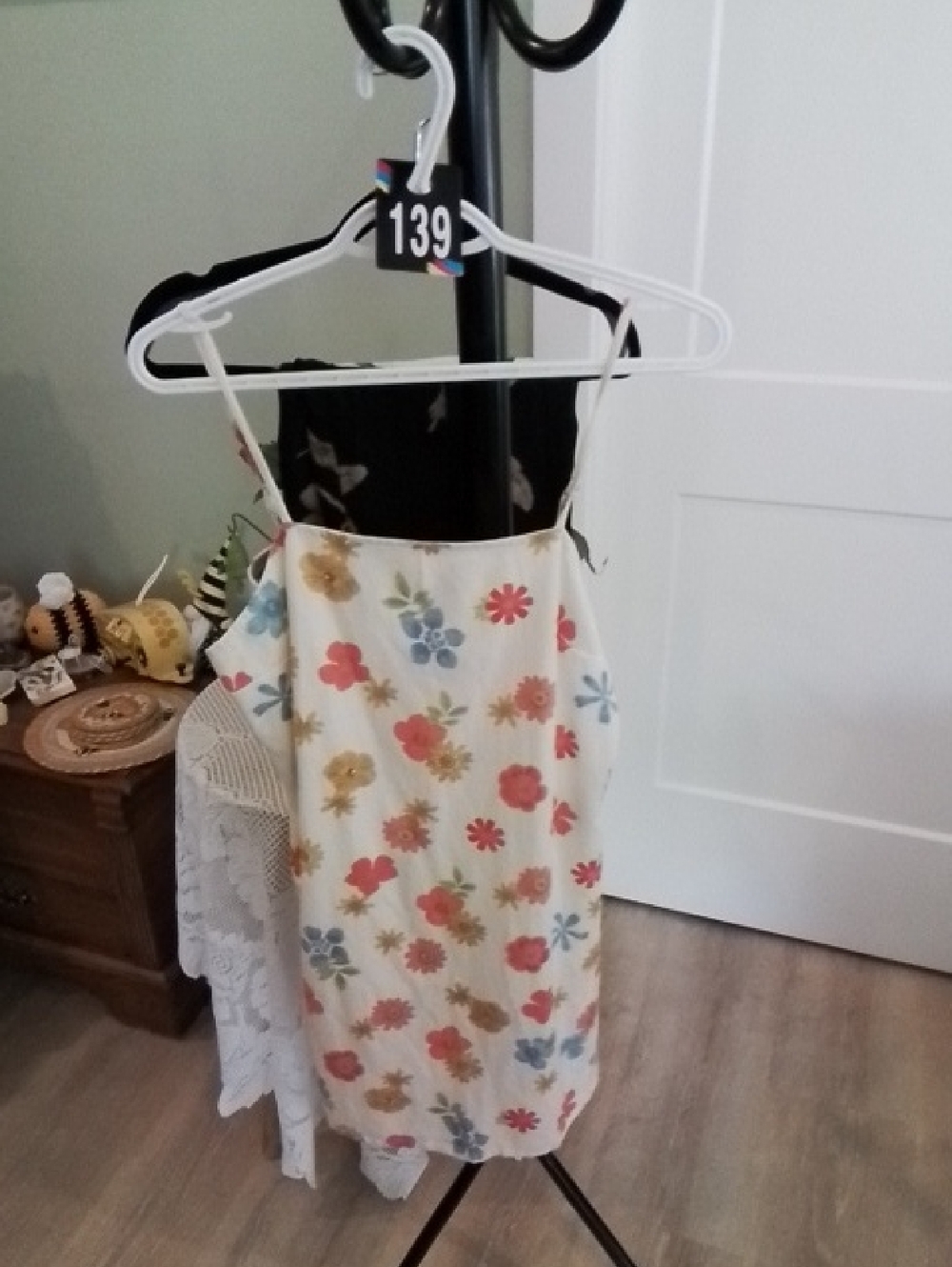 Women’s Floral Slip Dress - White with Multicolor Flowers